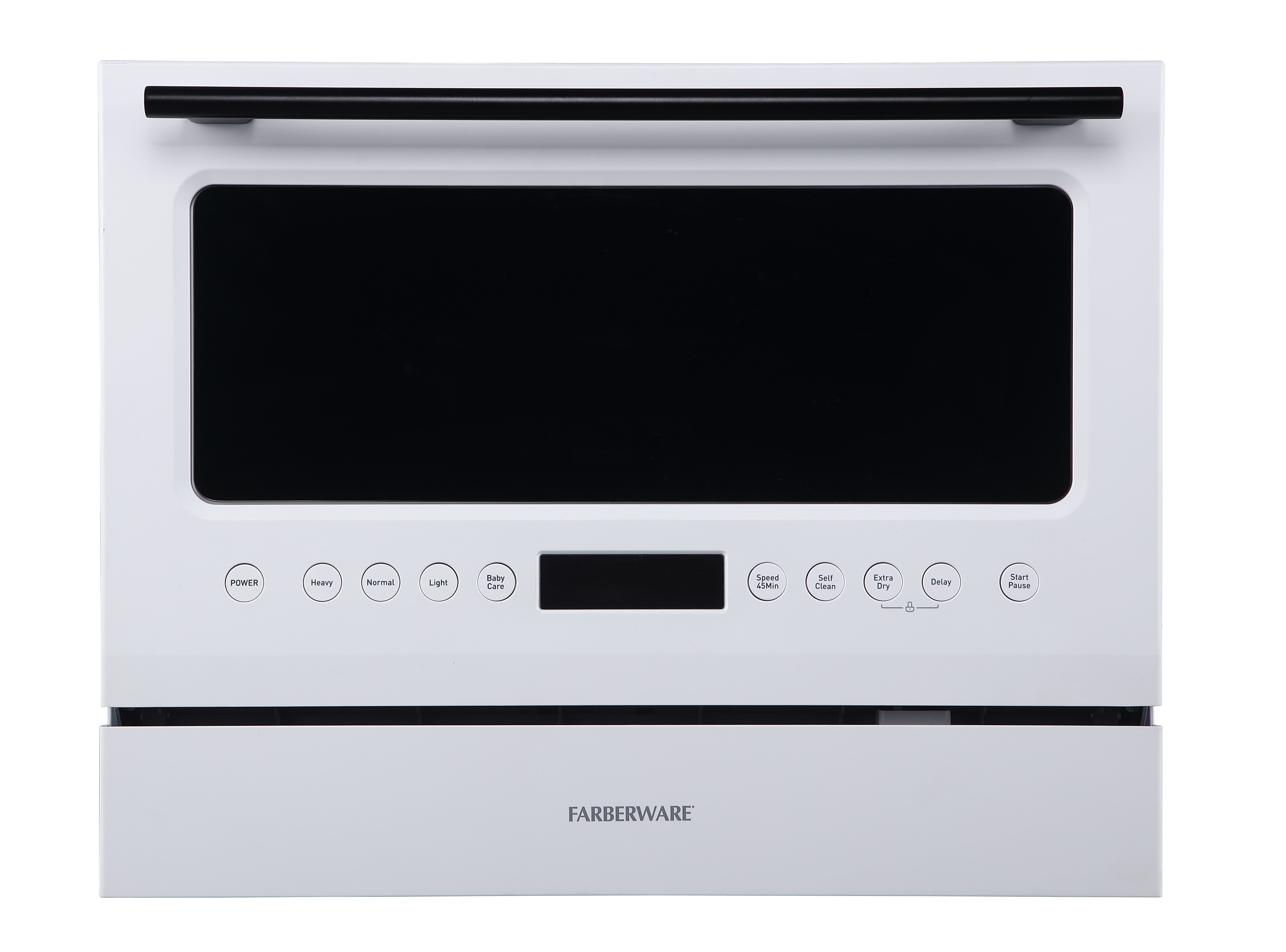 Farberware Professional 6 Piece Countertop Dishwasher, Glass Door White