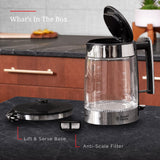 Russell Hobbs Glass 1.7L Electric Kettle, Black & Stainless Steel, KE7900BKR